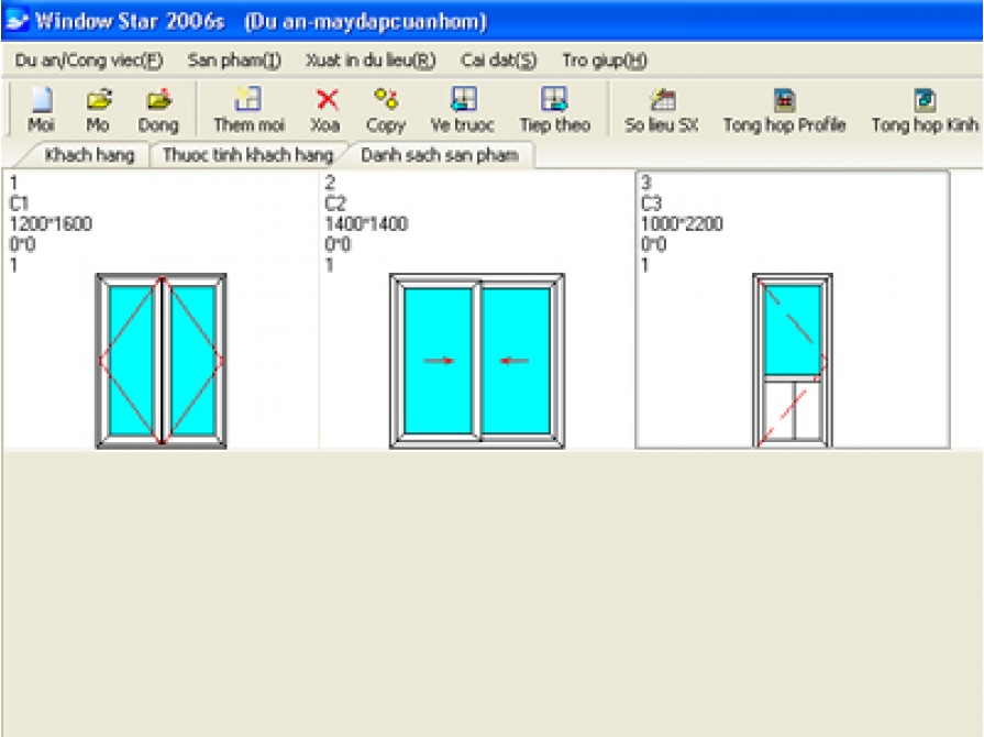 Phần mềm sản xuất cửa nhôm, cửa nhựa Window Star 2006